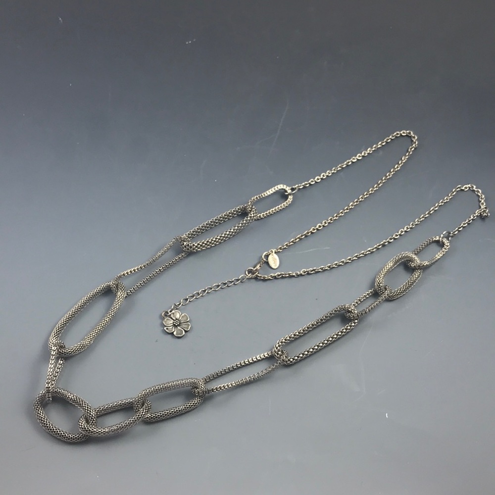 ACA Brand Silver Tone Mesh Link Long Necklace